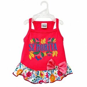 (NWOT)‎ Simply Wag Señorita Dog Dress XS Red Floral Fiesta Ruffle